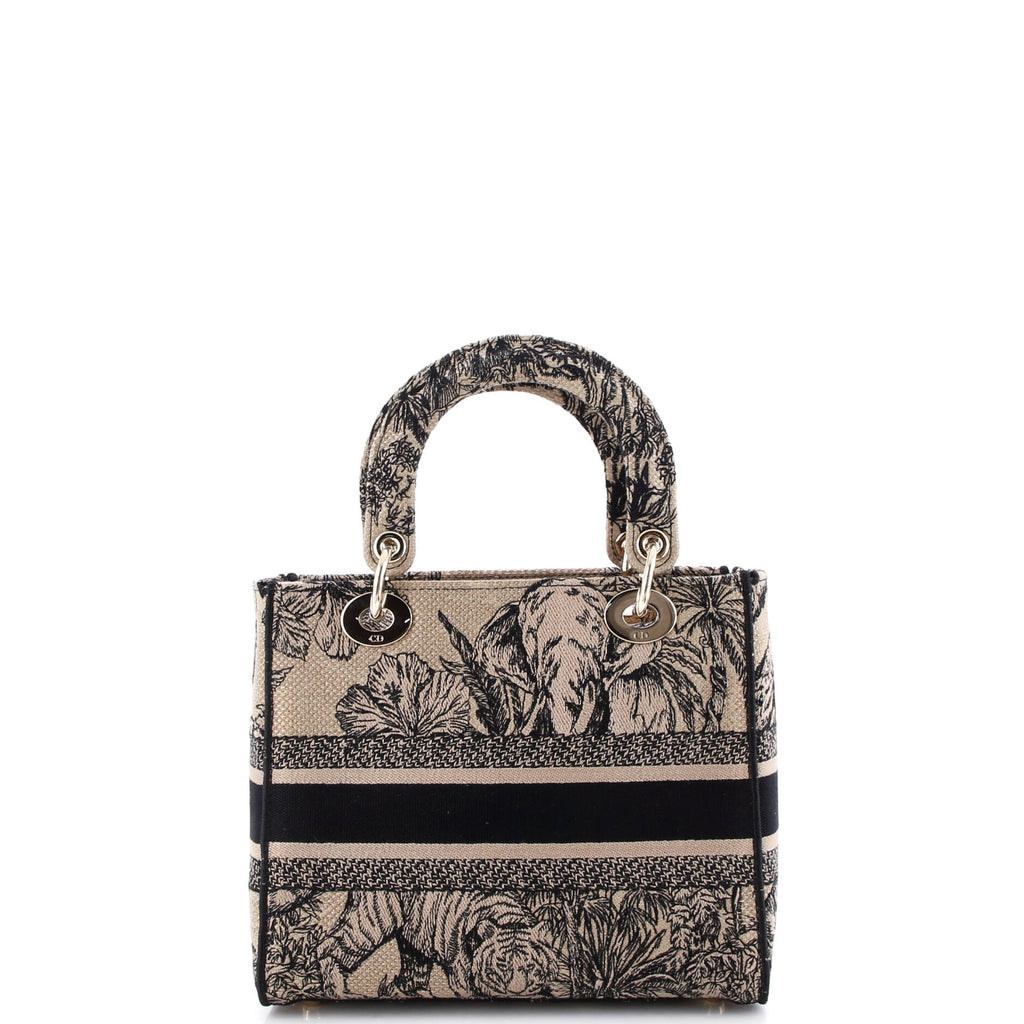 Pre Owned Christian Dior Lady D-Lite Bag Embroidered Canvas Medium