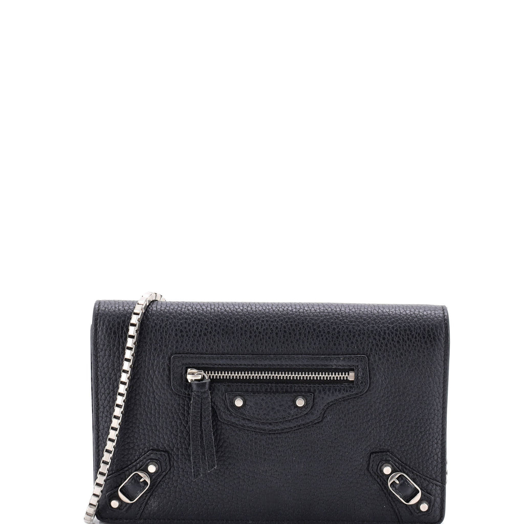 Pre Owned Balenciaga City Classic Studs Wallet on Chain Leather Small