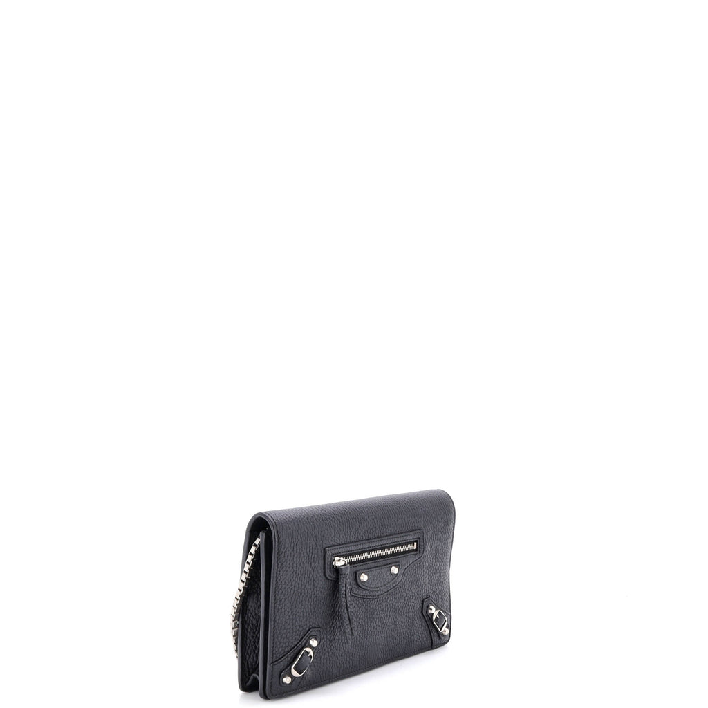 Pre Owned Balenciaga City Classic Studs Wallet on Chain Leather Small