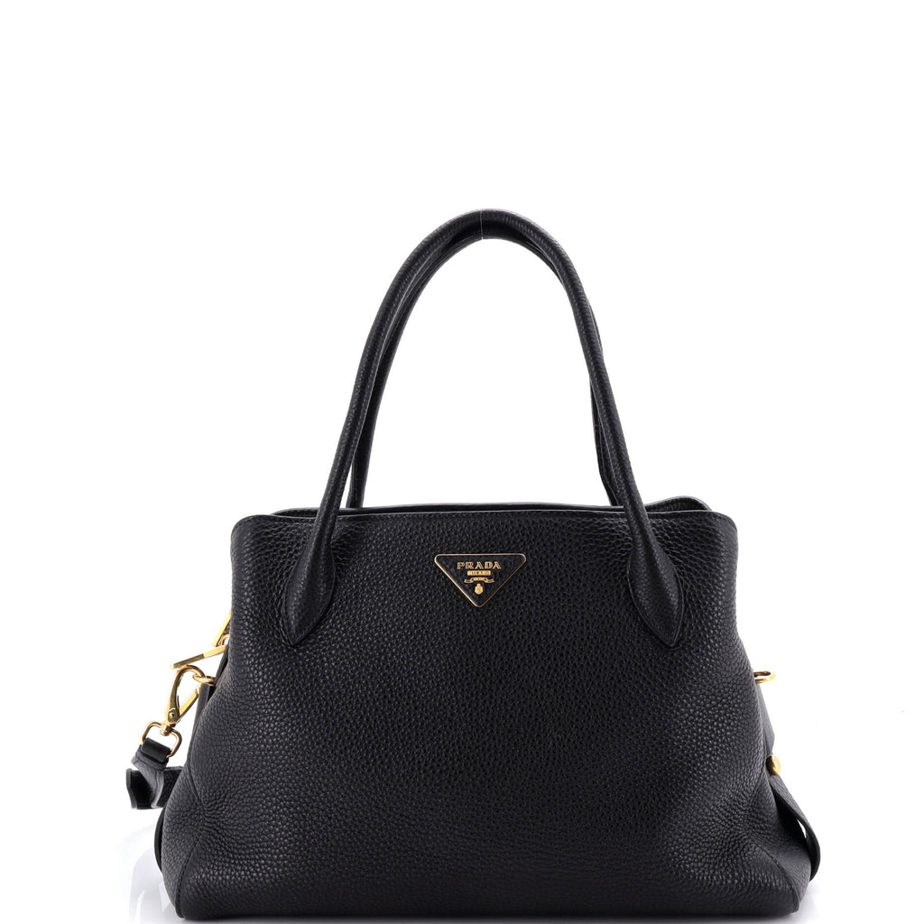 Pre Owned Prada Convertible Compartment Tote Vitello Daino Medium