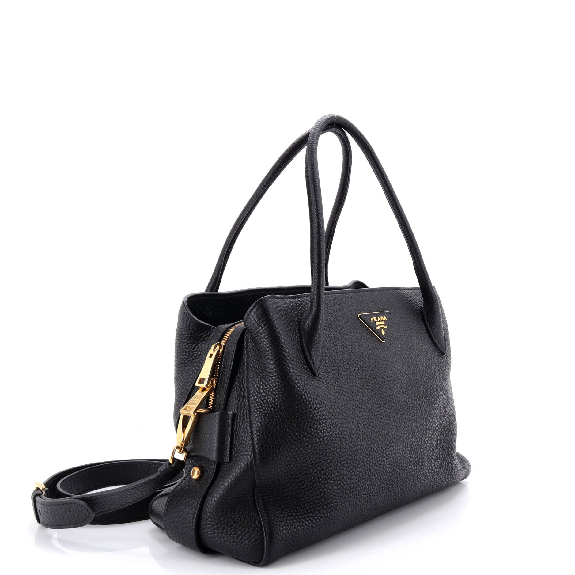 Pre Owned Prada Convertible Compartment Tote Vitello Daino Medium