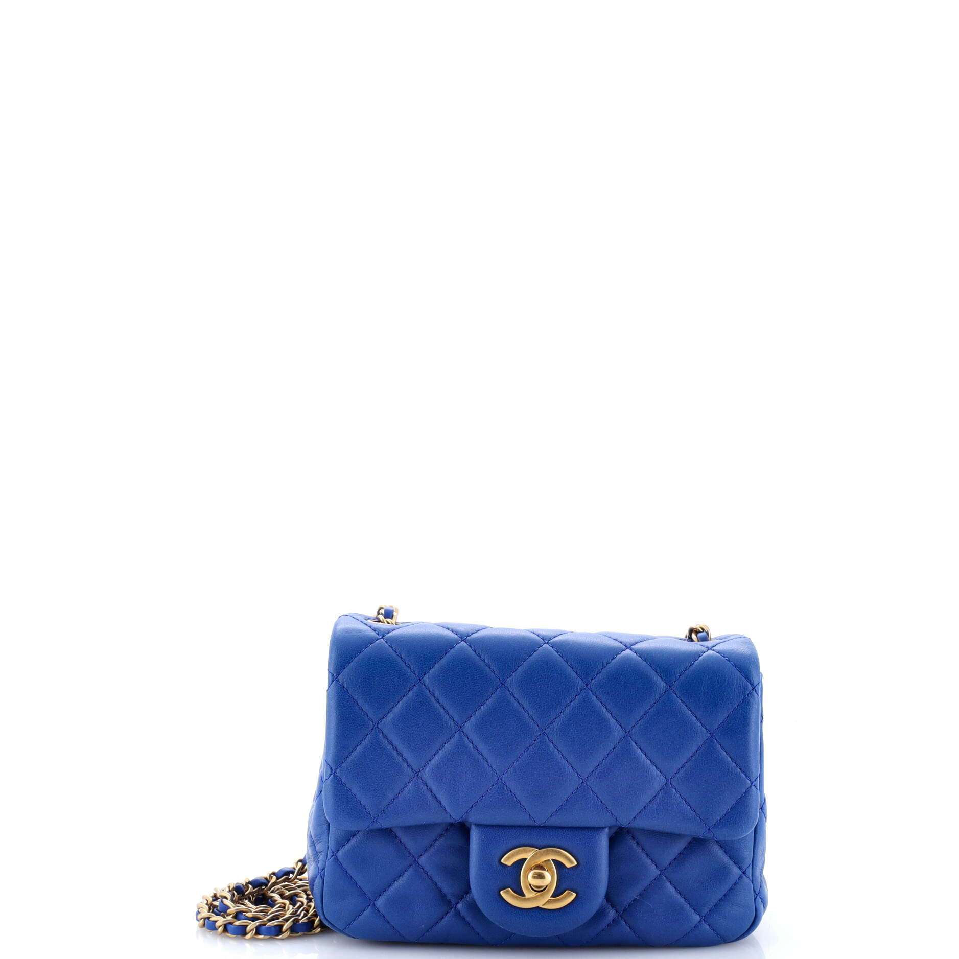 Pre Owned Chanel Pearl Crush Square Flap Bag Quilted Lambskin Mini