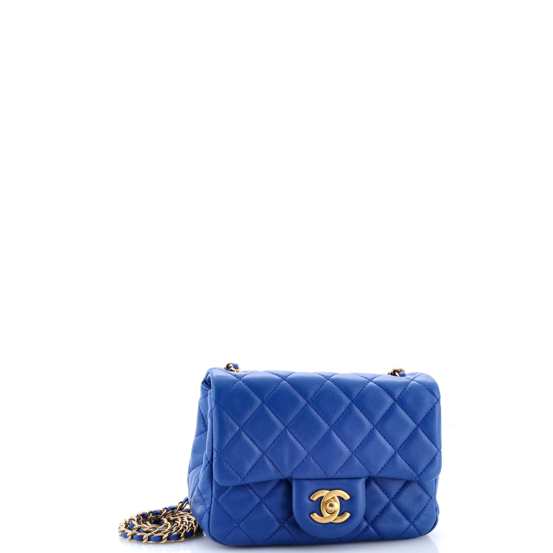 Pre Owned Chanel Pearl Crush Square Flap Bag Quilted Lambskin Mini