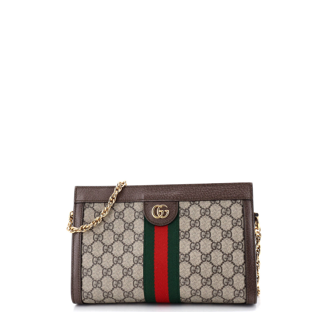Pre Owned Gucci Ophidia Chain Shoulder Bag GG Coated Canvas Small