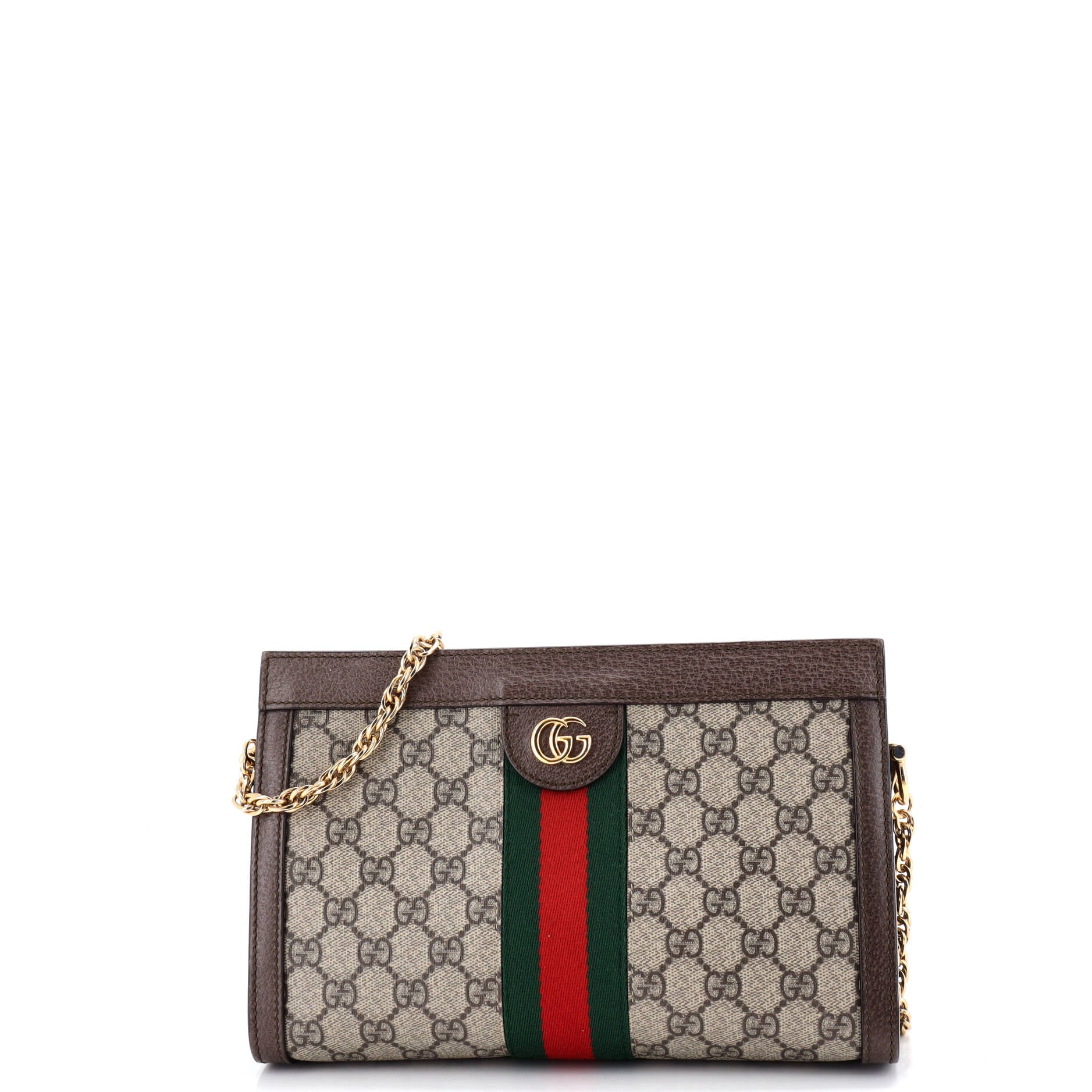 Pre Owned Gucci Ophidia Chain Shoulder Bag GG Coated Canvas Small