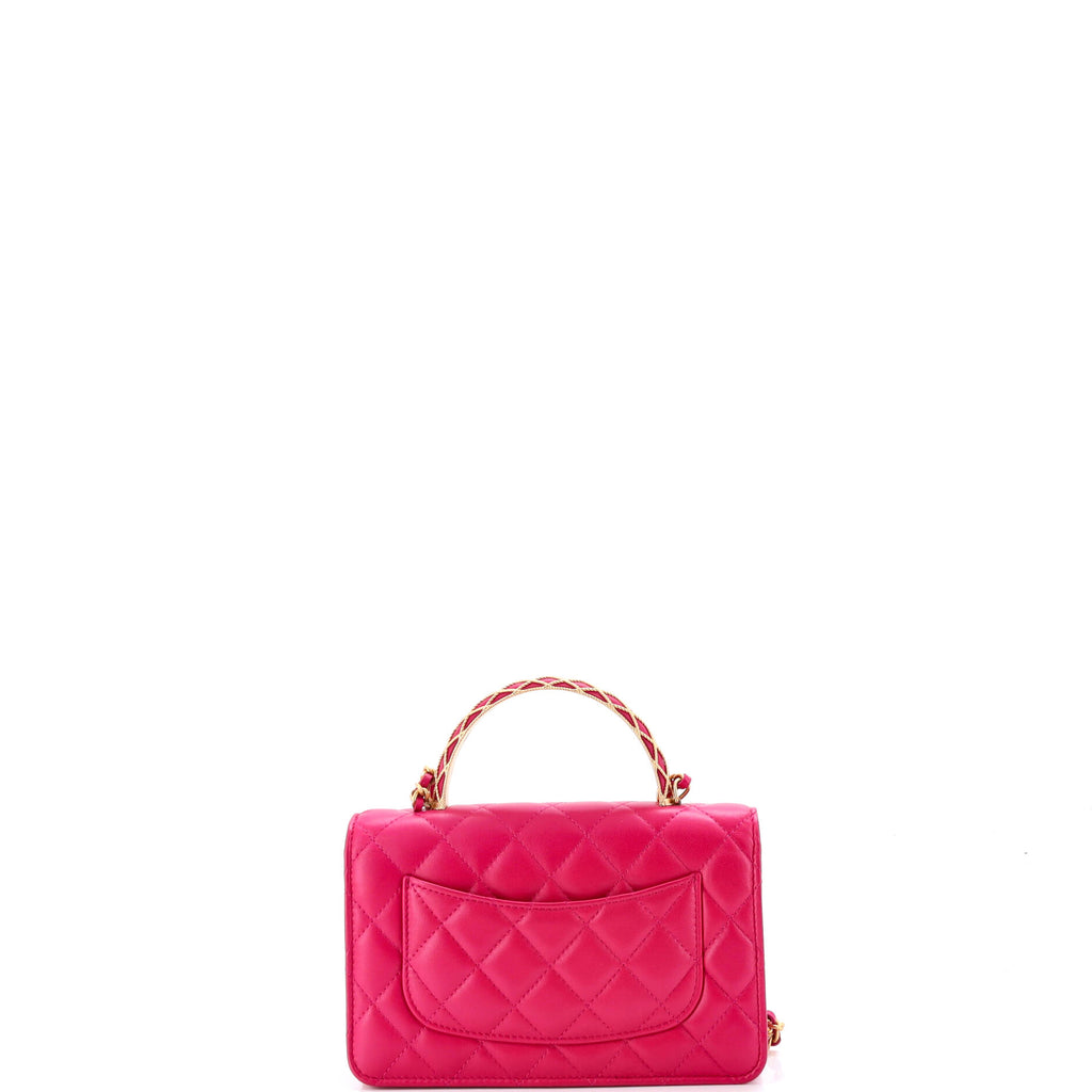 Pre Owned Chanel Pick Me Up Logo Handle Wallet on Chain Quilted Lambskin