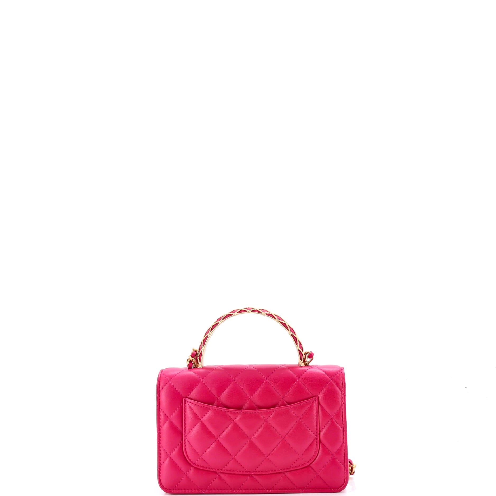 Pre Owned Chanel Pick Me Up Logo Handle Wallet on Chain Quilted Lambskin