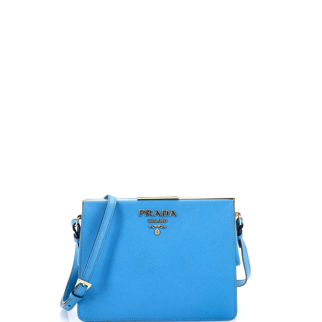 Pre Owned Prada Light Frame Shoulder Bag Saffiano Leather Small