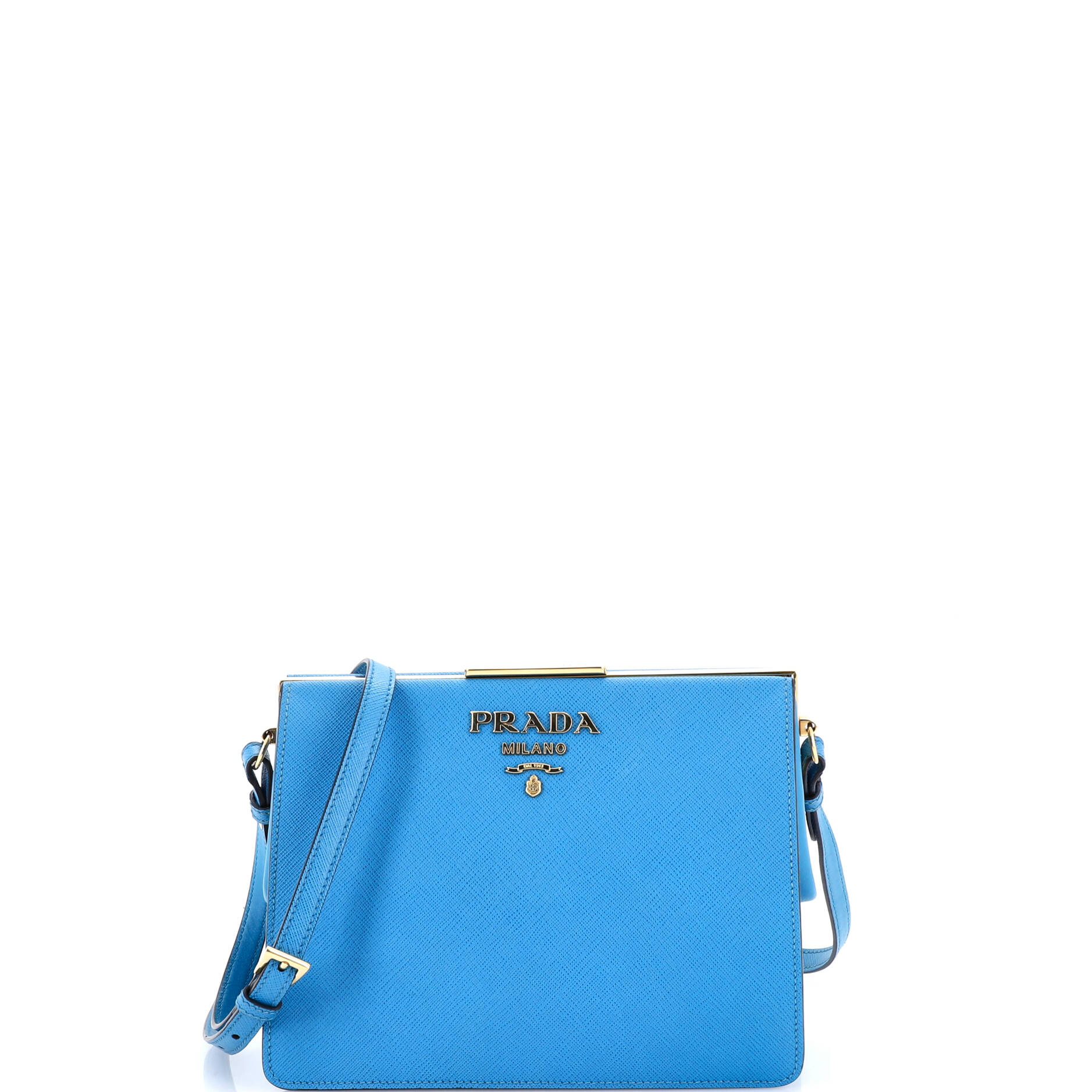 Pre Owned Prada Light Frame Shoulder Bag Saffiano Leather Small