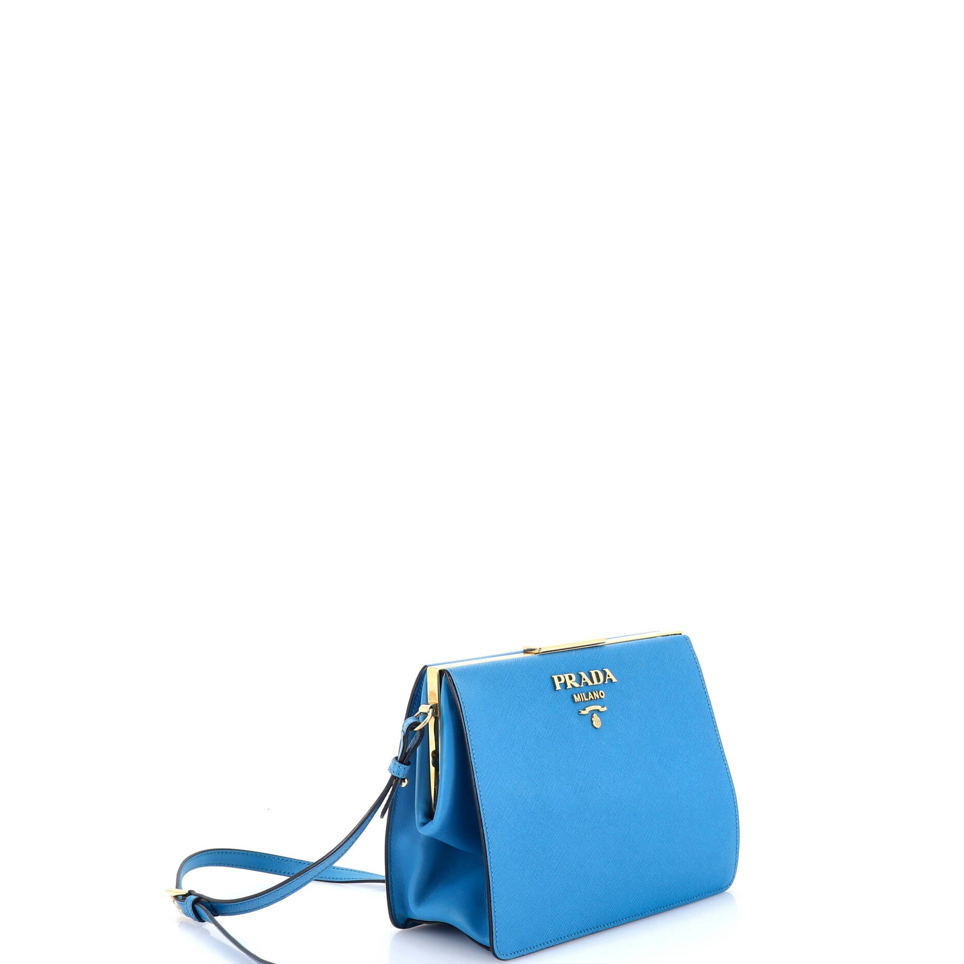 Pre Owned Prada Light Frame Shoulder Bag Saffiano Leather Small
