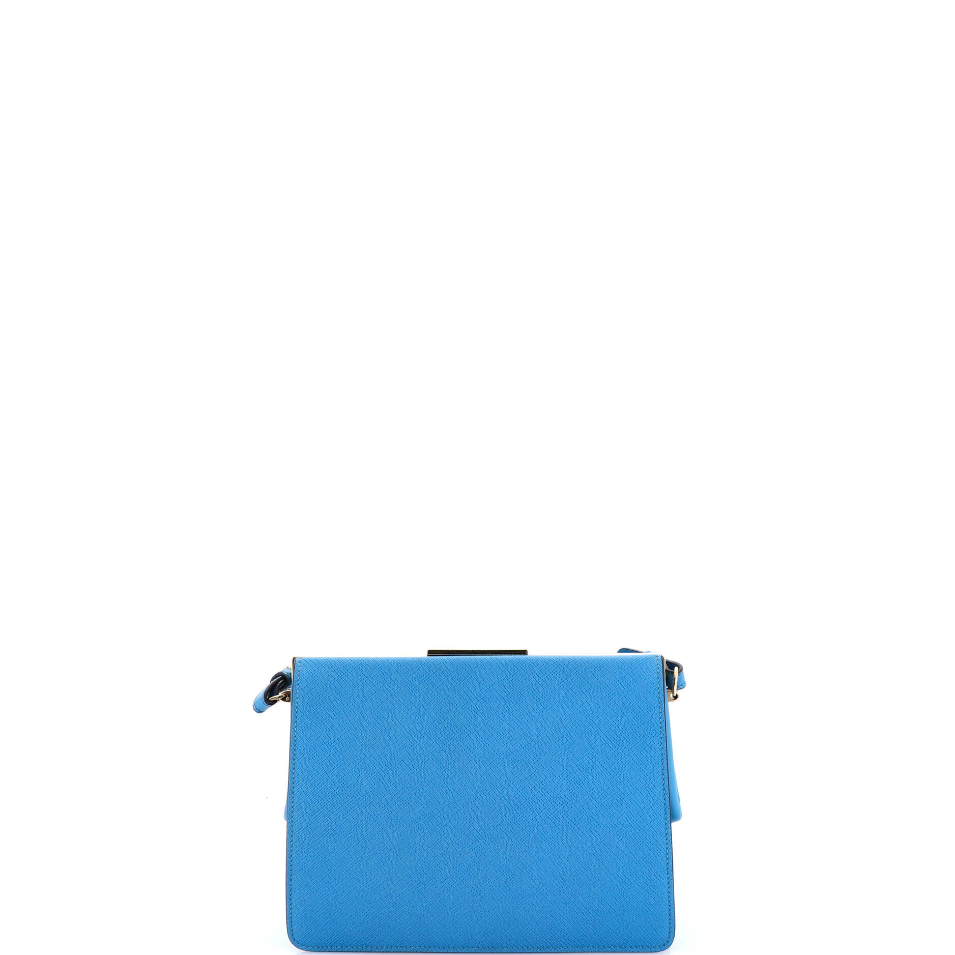 Pre Owned Prada Light Frame Shoulder Bag Saffiano Leather Small