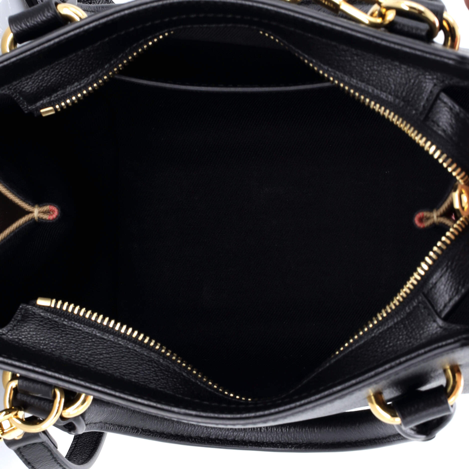 Pre Owned Burberry Banwell Tote Leather and House Check Canvas Mini