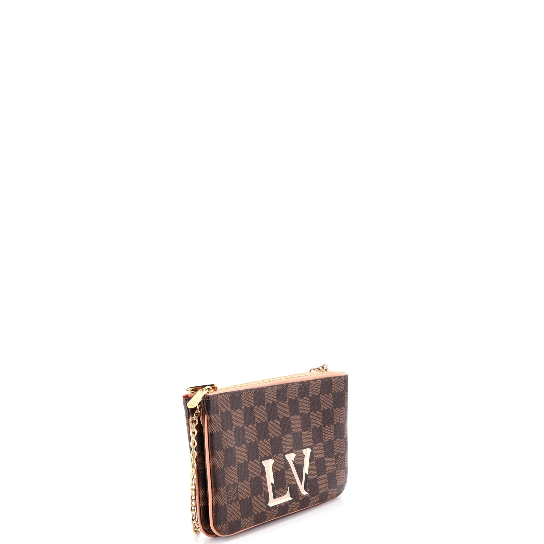 Pre Owned Louis Vuitton Double Zip Pochette Damier