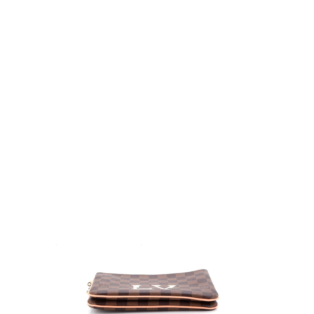 Pre Owned Louis Vuitton Double Zip Pochette Damier