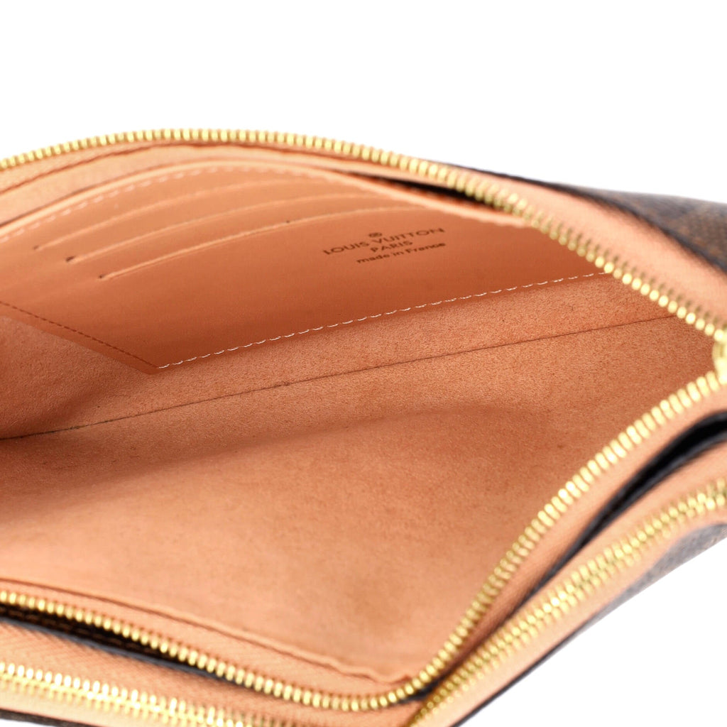 Pre Owned Louis Vuitton Double Zip Pochette Damier