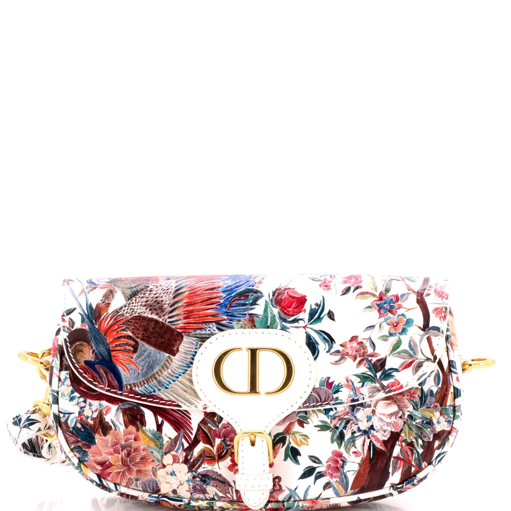 Pre Owned Christian Dior Bobby Flap Bag Printed Leather East West