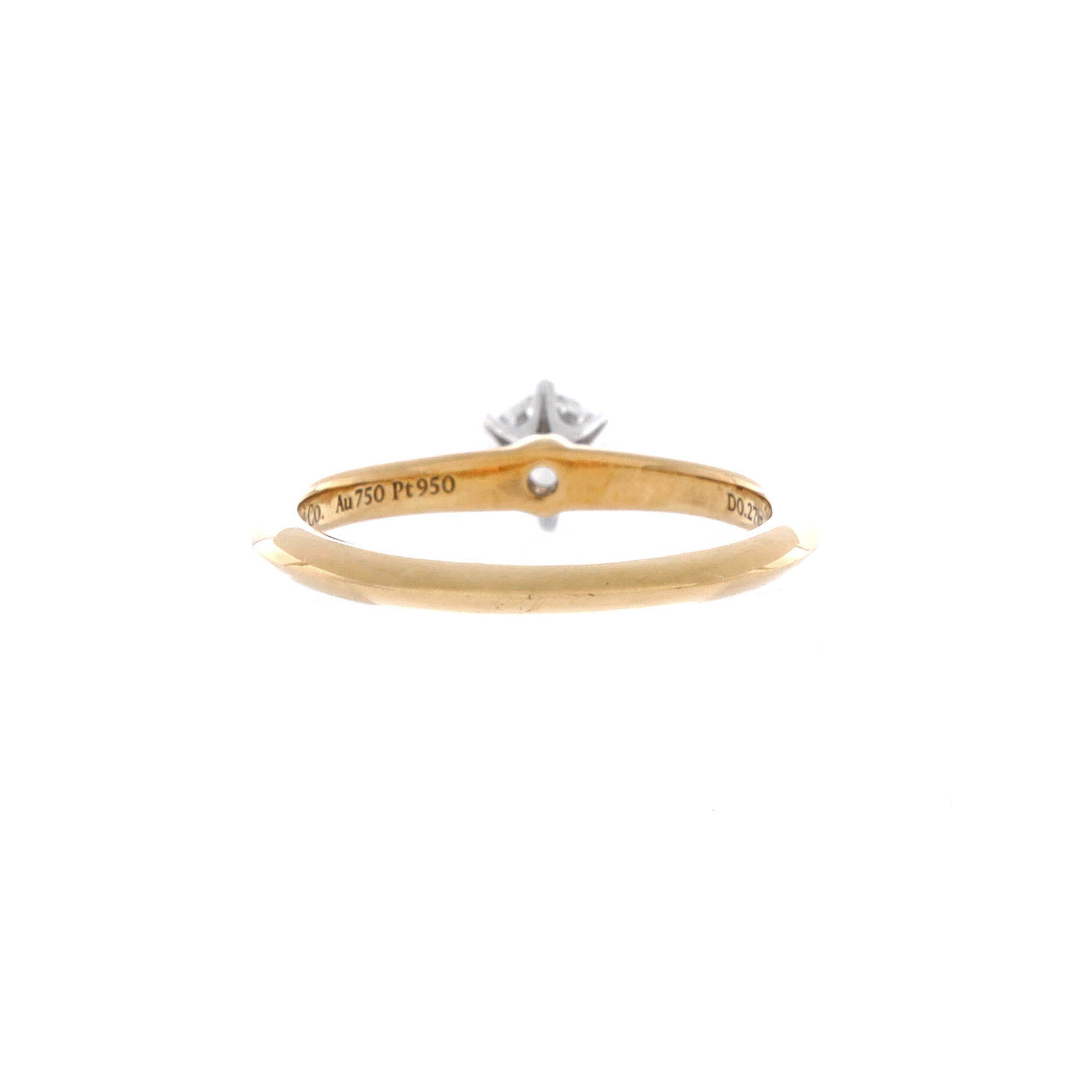 Pre Owned Tiffany & Co. Tiffany Setting Solitaire Ring 18K Yellow Gold and RBC Diamond F/VVS2 0.27CT