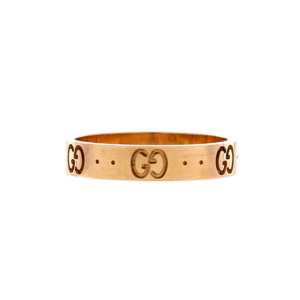 Pre Owned Gucci Icon Band Ring 18K Rose Gold 4mm