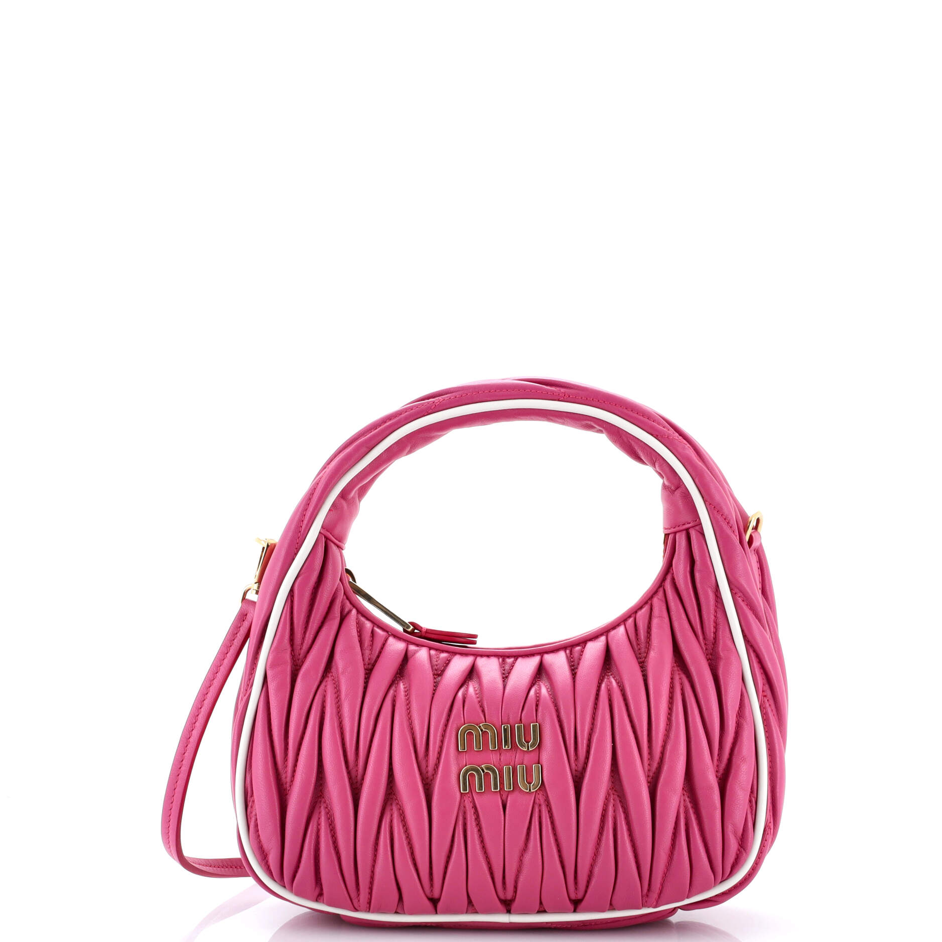 Pre Owned Miu Miu Wander Hobo Matelasse Leather Small