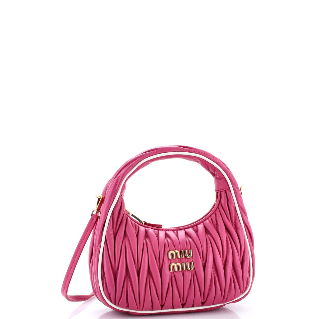 Pre Owned Miu Miu Wander Hobo Matelasse Leather Small