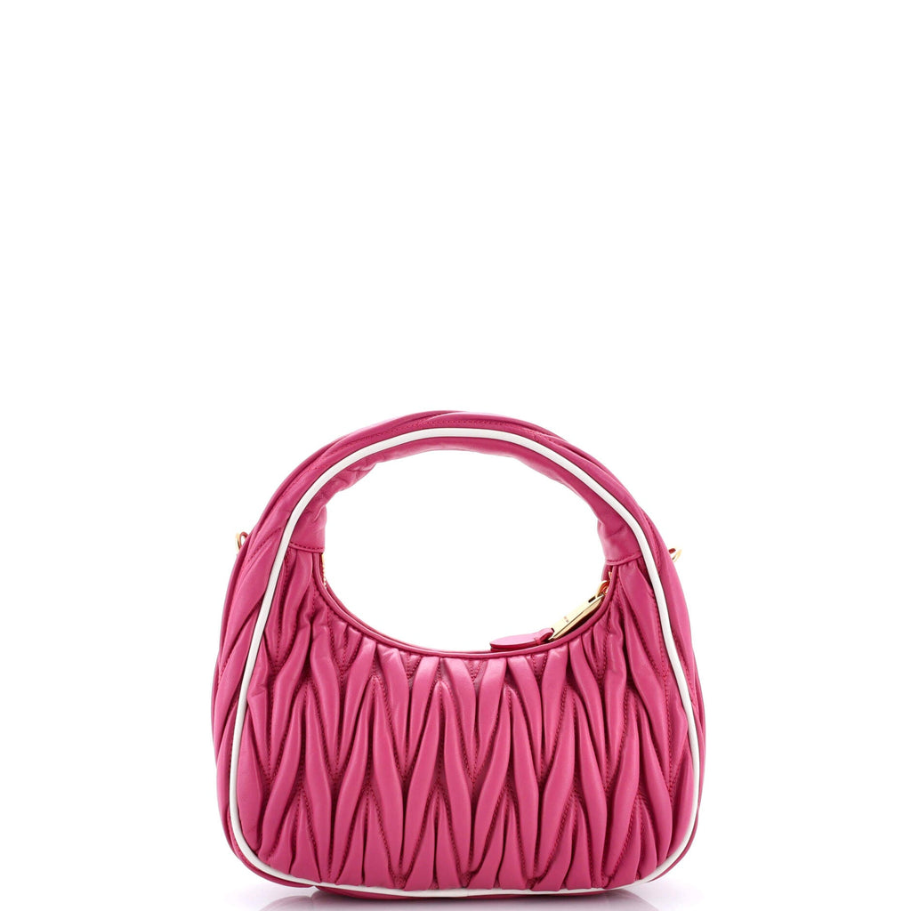 Pre Owned Miu Miu Wander Hobo Matelasse Leather Small