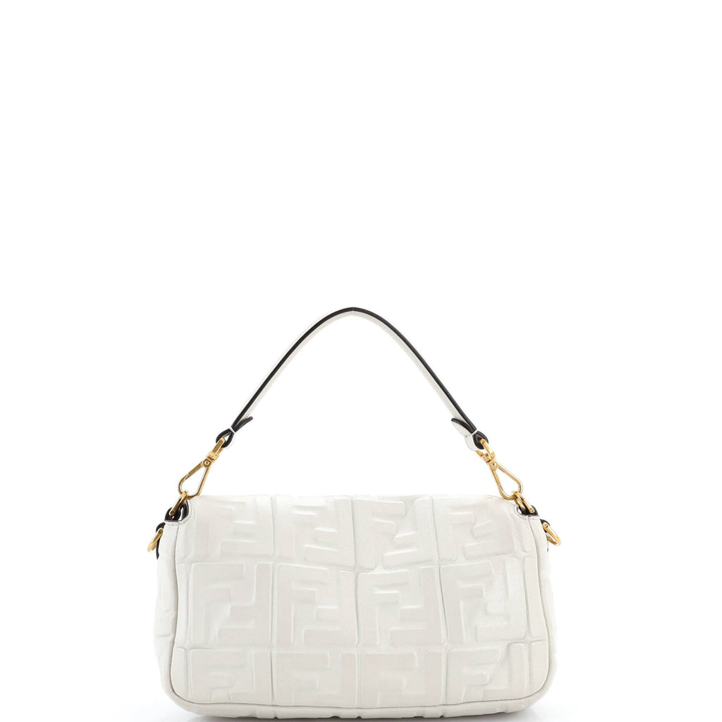 Pre Owned Fendi Baguette NM Bag Zucca Embossed Leather Medium