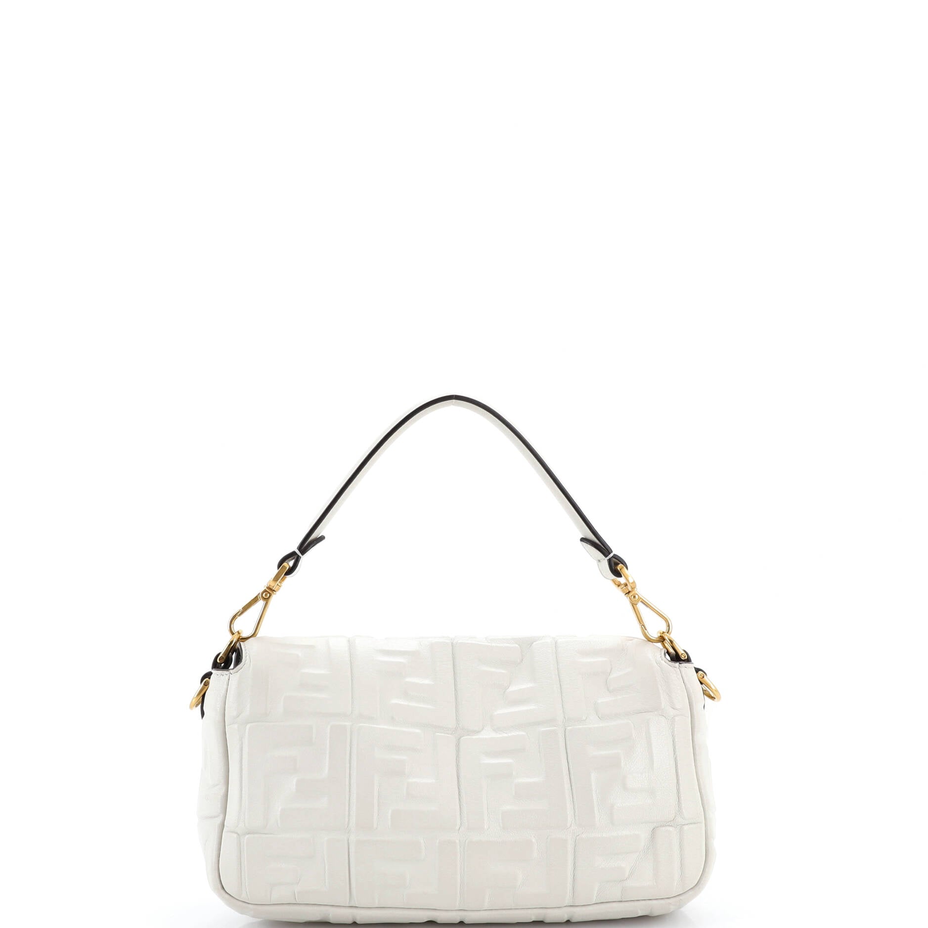 Pre Owned Fendi Baguette NM Bag Zucca Embossed Leather Medium