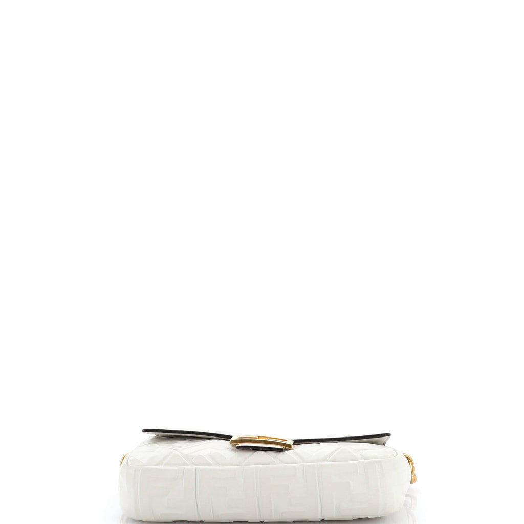 Pre Owned Fendi Baguette NM Bag Zucca Embossed Leather Medium