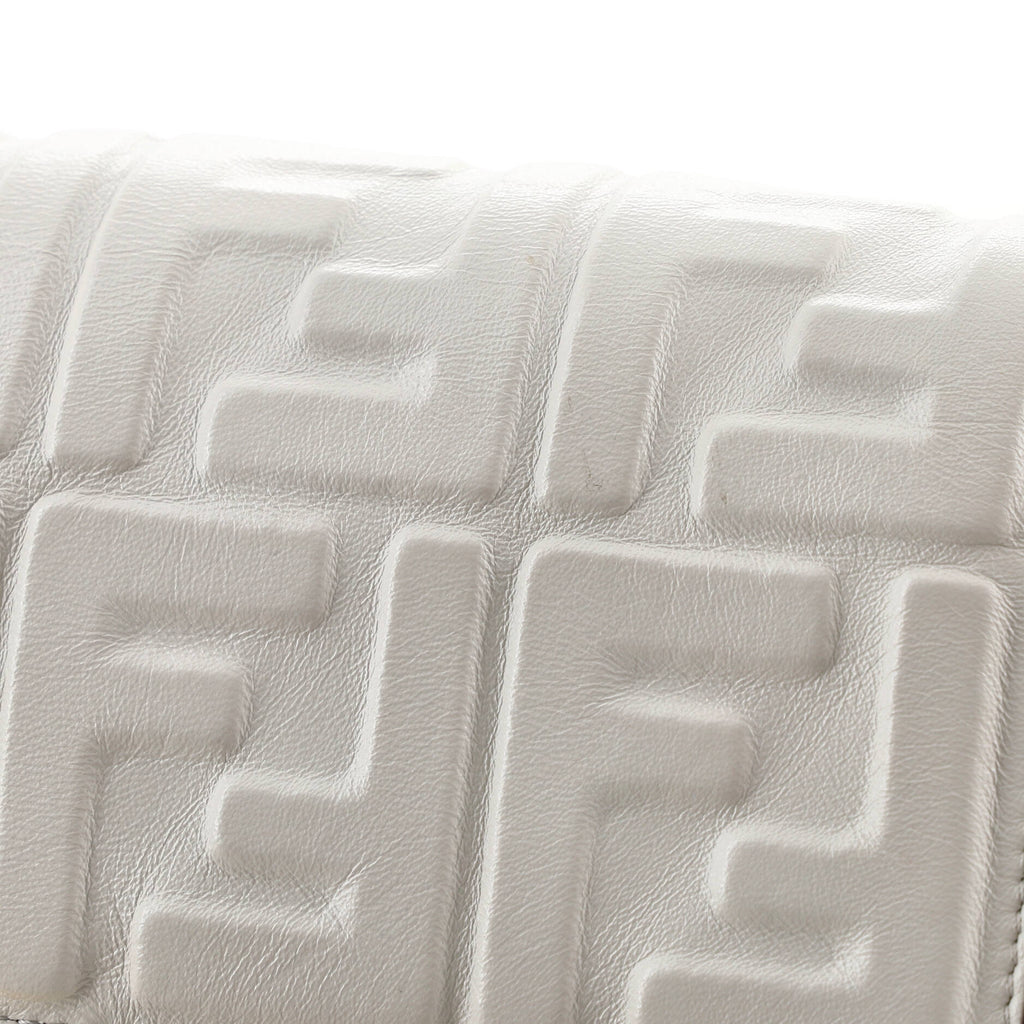 Pre Owned Fendi Baguette NM Bag Zucca Embossed Leather Medium