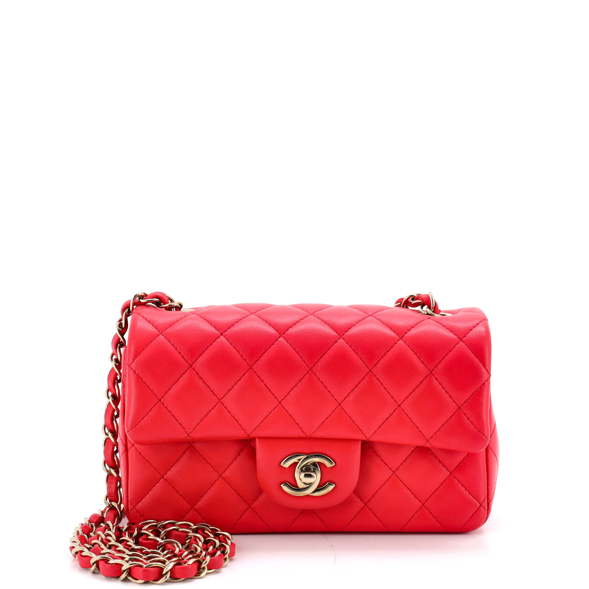 Pre Owned Chanel Classic Single Flap Bag Quilted Lambskin Mini