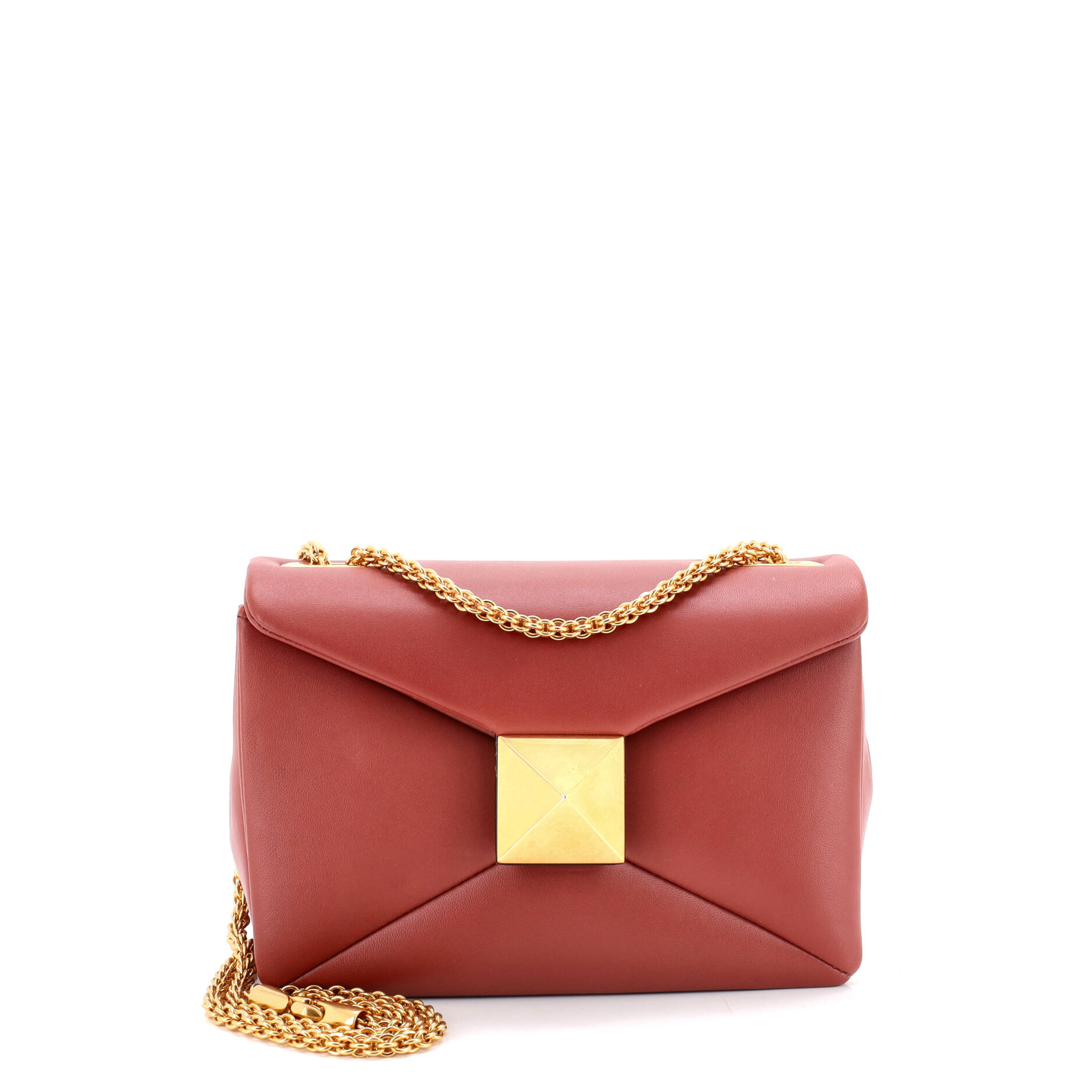 Pre Owned Valentino Garavani One Stud Chain Flap Bag Leather Small