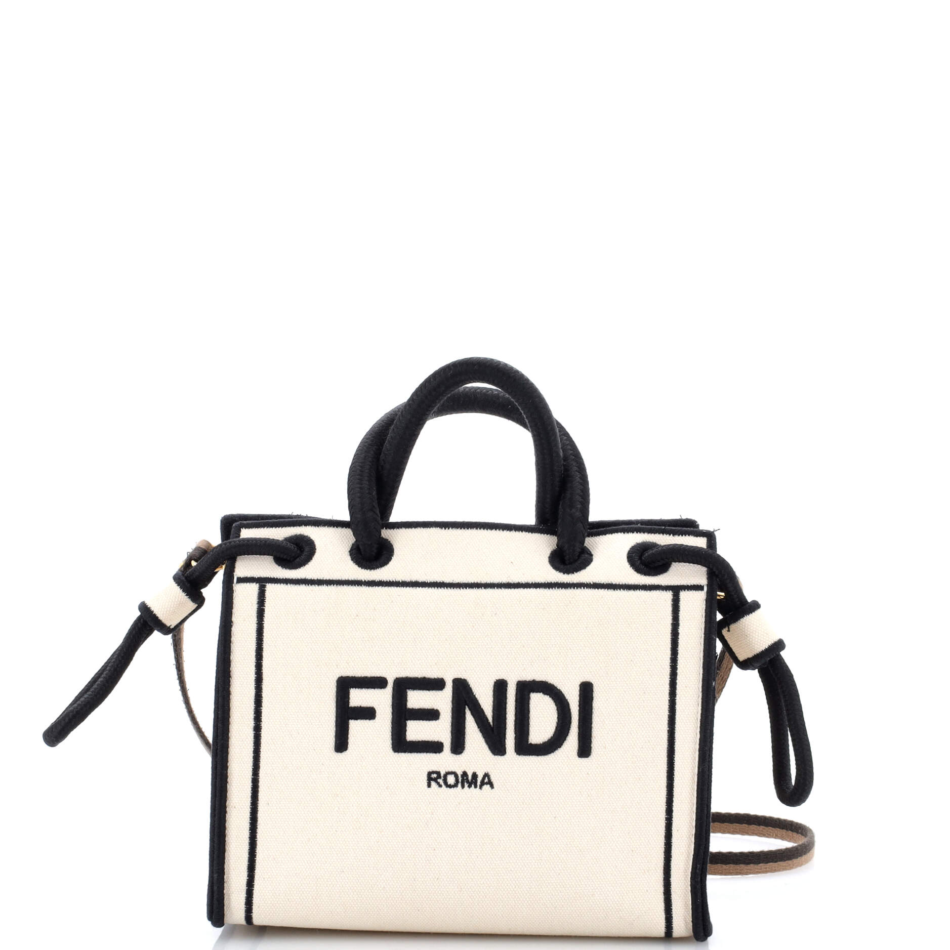Pre Owned Fendi Roma Shopper Tote Canvas Mini