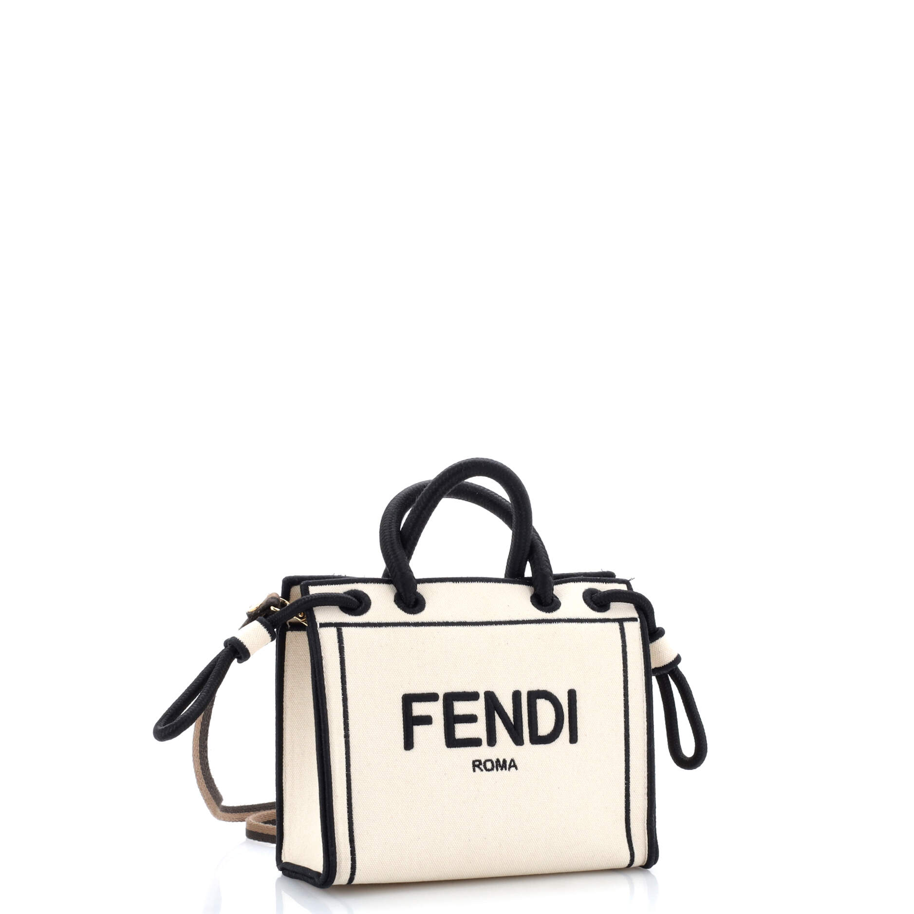Pre Owned Fendi Roma Shopper Tote Canvas Mini