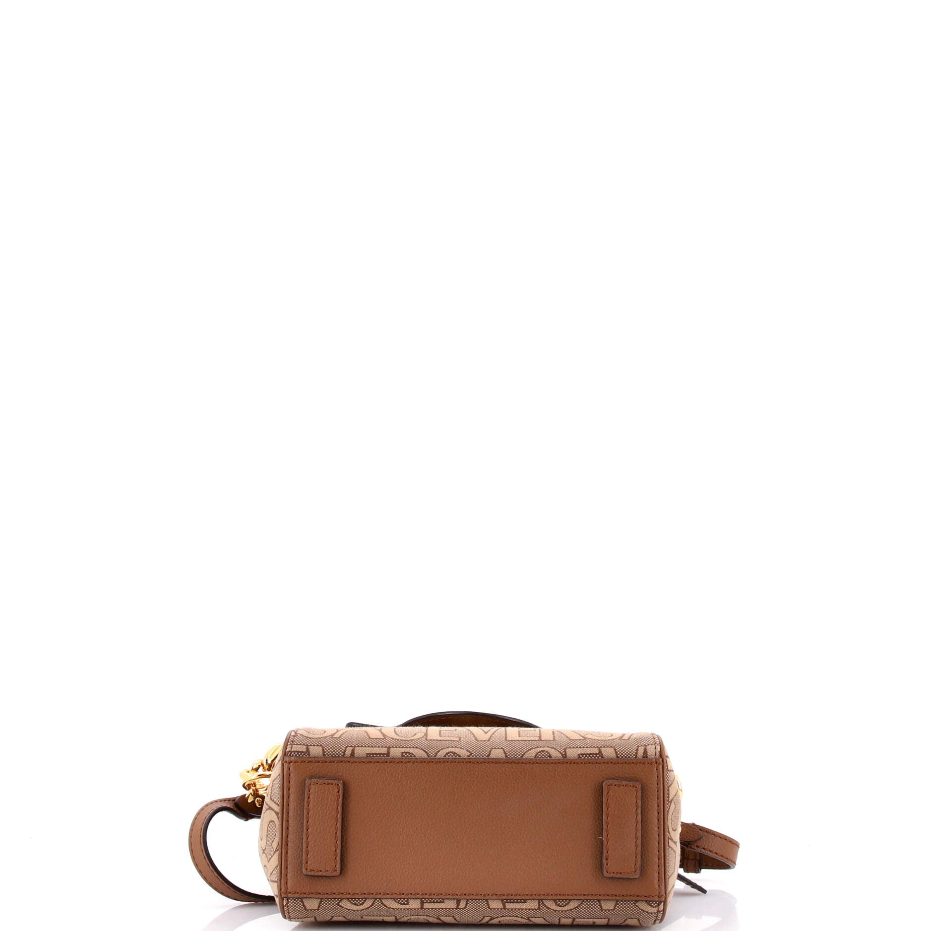 Pre Owned Versace La Medusa Top Handle Bag Printed Canvas and Leather Small