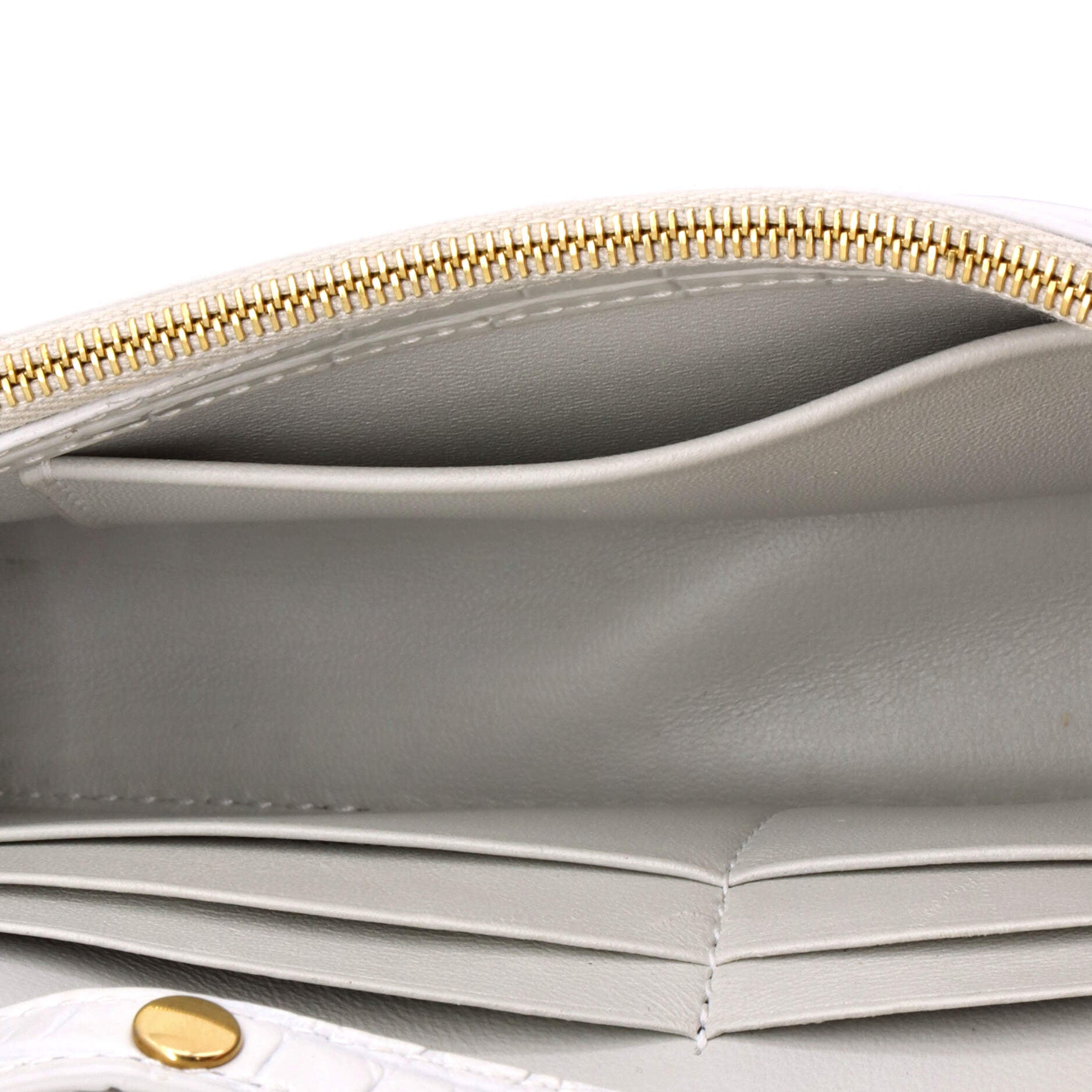 Pre Owned Balenciaga Hourglass Chain Wallet Crocodile Embossed Leather