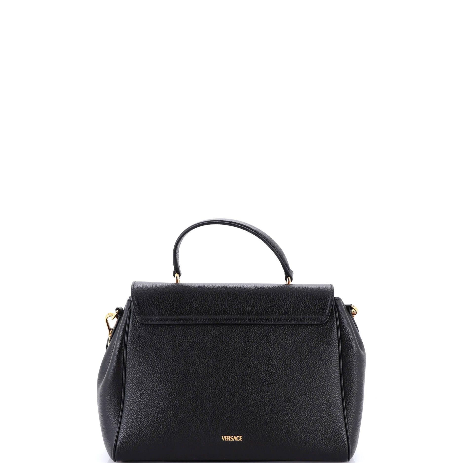 Pre Owned Versace Virtus Convertible Top Handle Bag Leather Medium