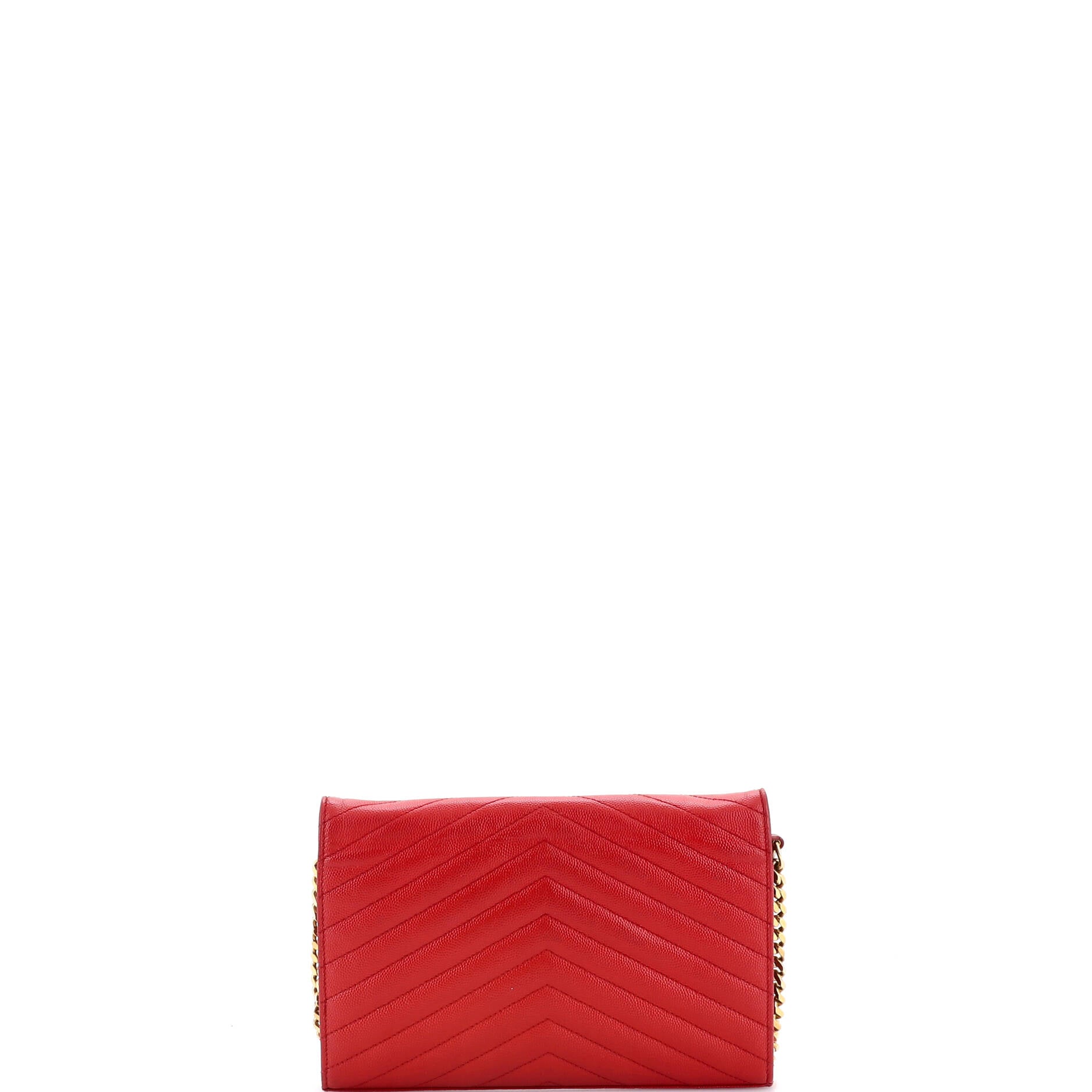 Pre Owned Saint Laurent Classic Monogram Wallet on Chain Matelasse Chevron Leather Medium