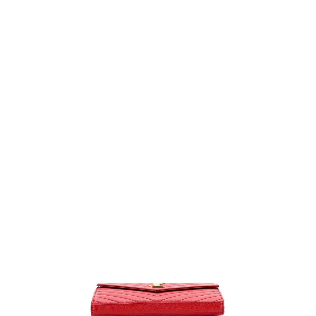 Pre Owned Saint Laurent Classic Monogram Wallet on Chain Matelasse Chevron Leather Medium