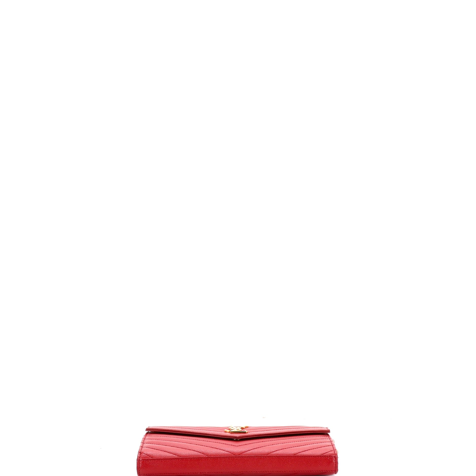 Pre Owned Saint Laurent Classic Monogram Wallet on Chain Matelasse Chevron Leather Medium