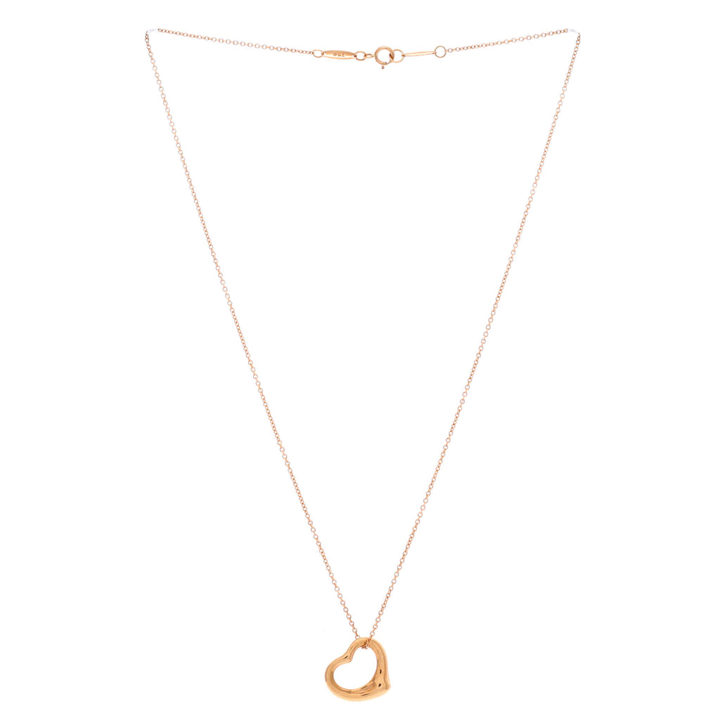 Pre Owned Tiffany & Co. Elsa Peretti Open Heart Pendant Necklace 18K Rose Gold 16mm