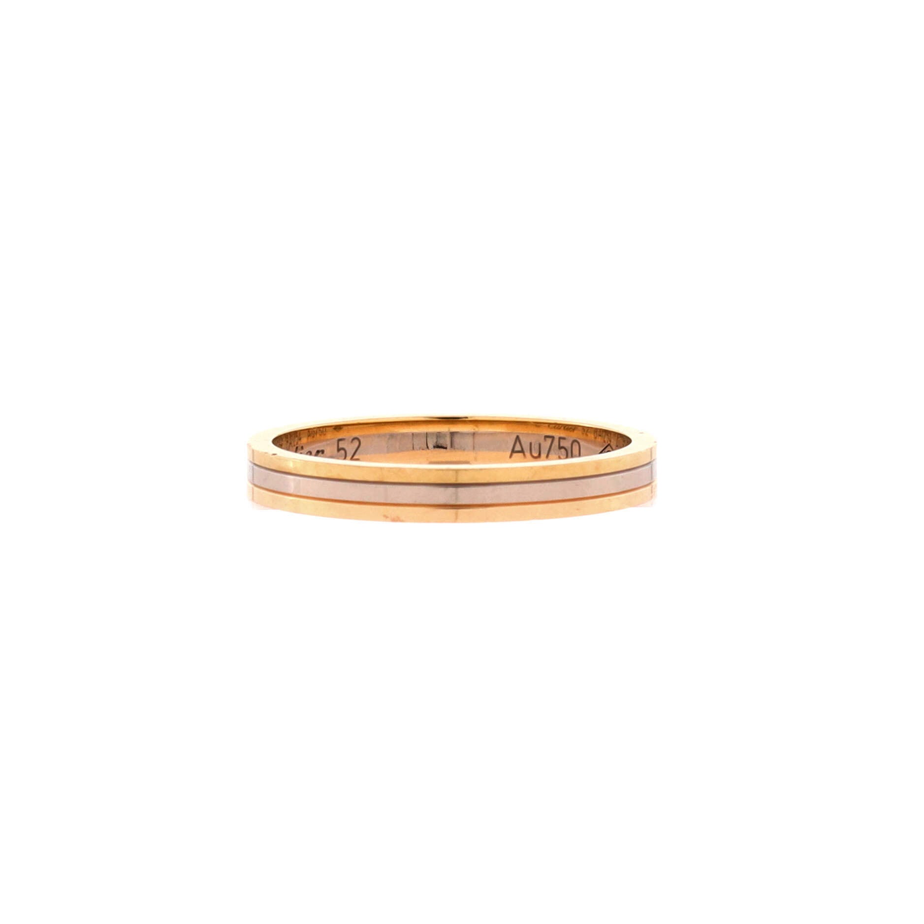 Pre Owned Cartier Vendome Louis Cartier Wedding Band Ring 18K Tricolor Gold 2.5mm