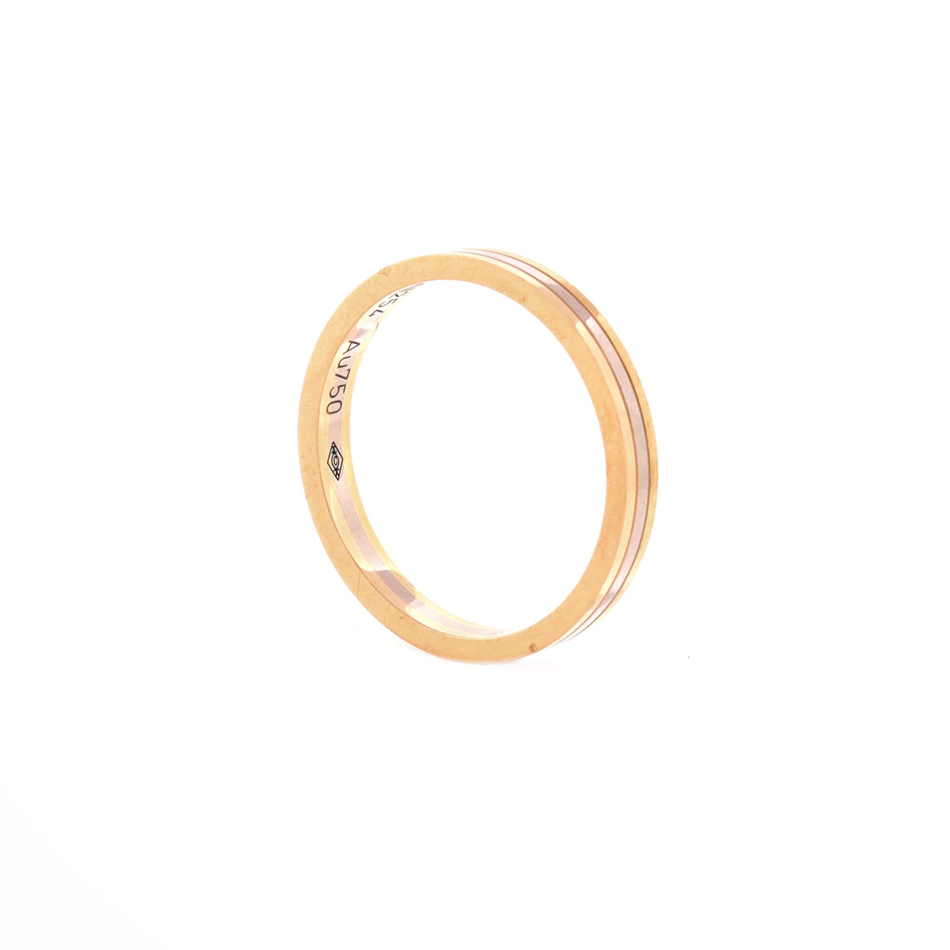 Pre Owned Cartier Vendome Louis Cartier Wedding Band Ring 18K Tricolor Gold 2.5mm