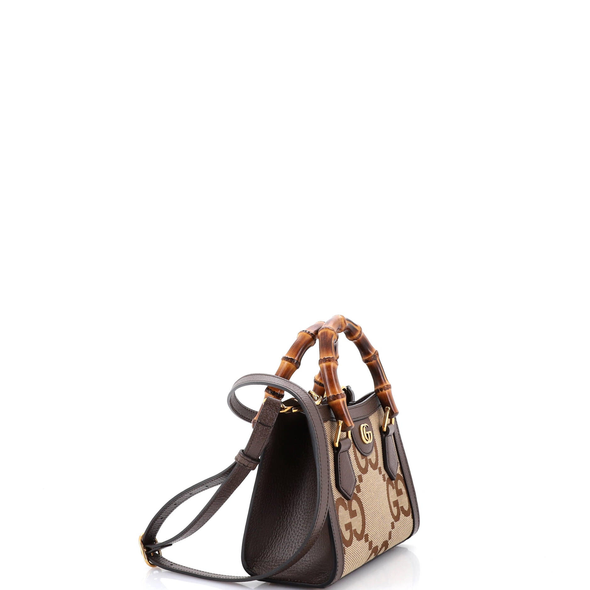 Pre Owned Gucci Diana NM Bamboo Handle Tote Jumbo GG Canvas Mini