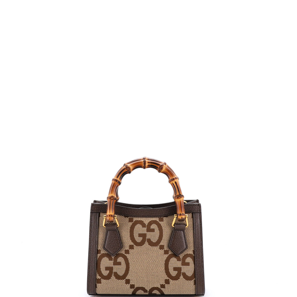 Pre Owned Gucci Diana NM Bamboo Handle Tote Jumbo GG Canvas Mini