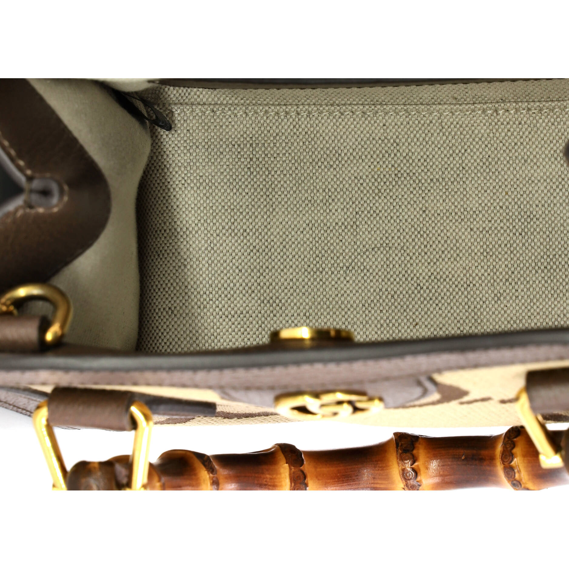 Pre Owned Gucci Diana NM Bamboo Handle Tote Jumbo GG Canvas Mini