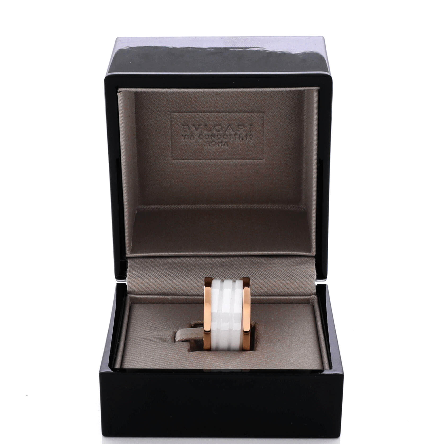 Pre Owned Bvlgari B.Zero1 Four Band Ring 18K Rose Gold and Ceramic