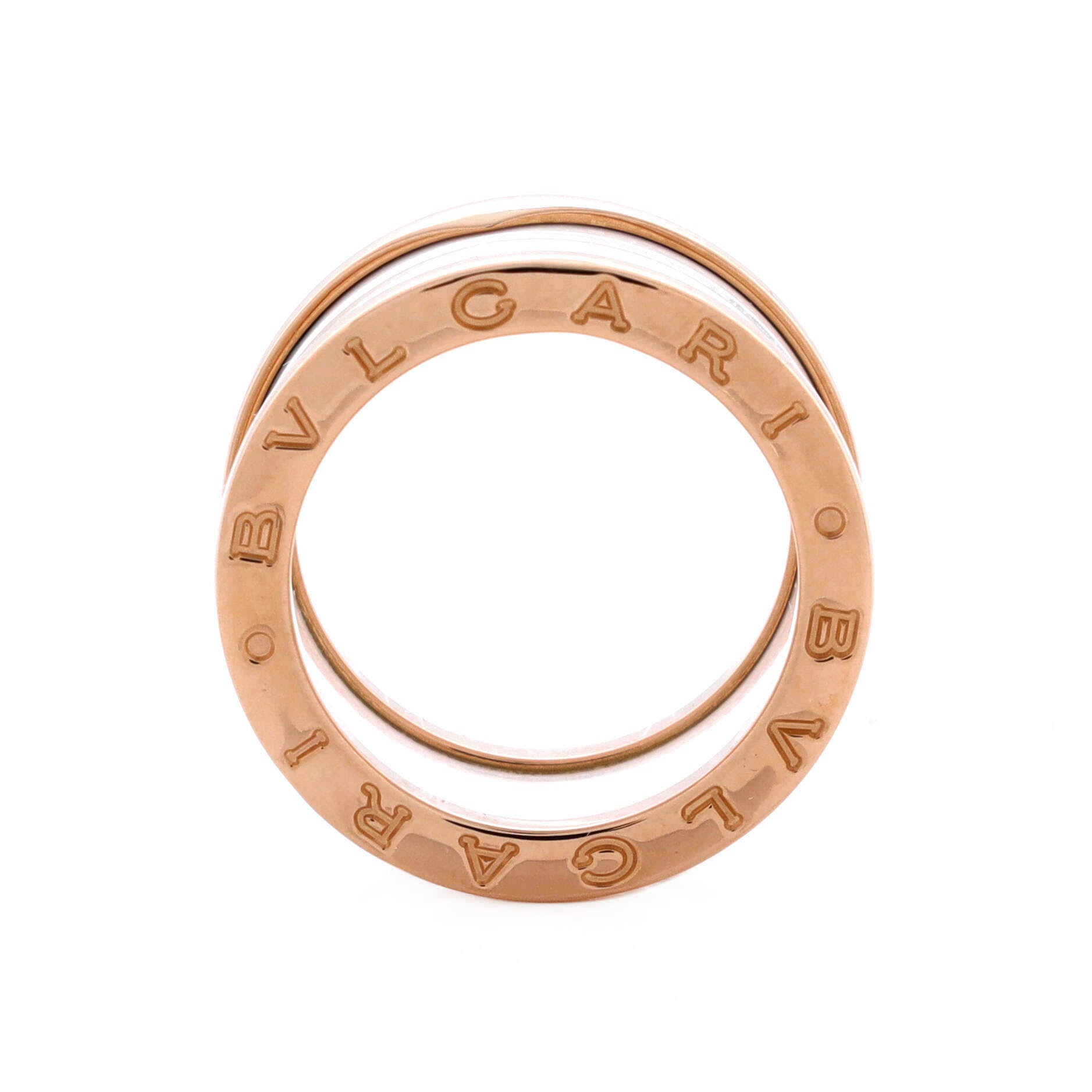 Pre Owned Bvlgari B.Zero1 Four Band Ring 18K Rose Gold and Ceramic