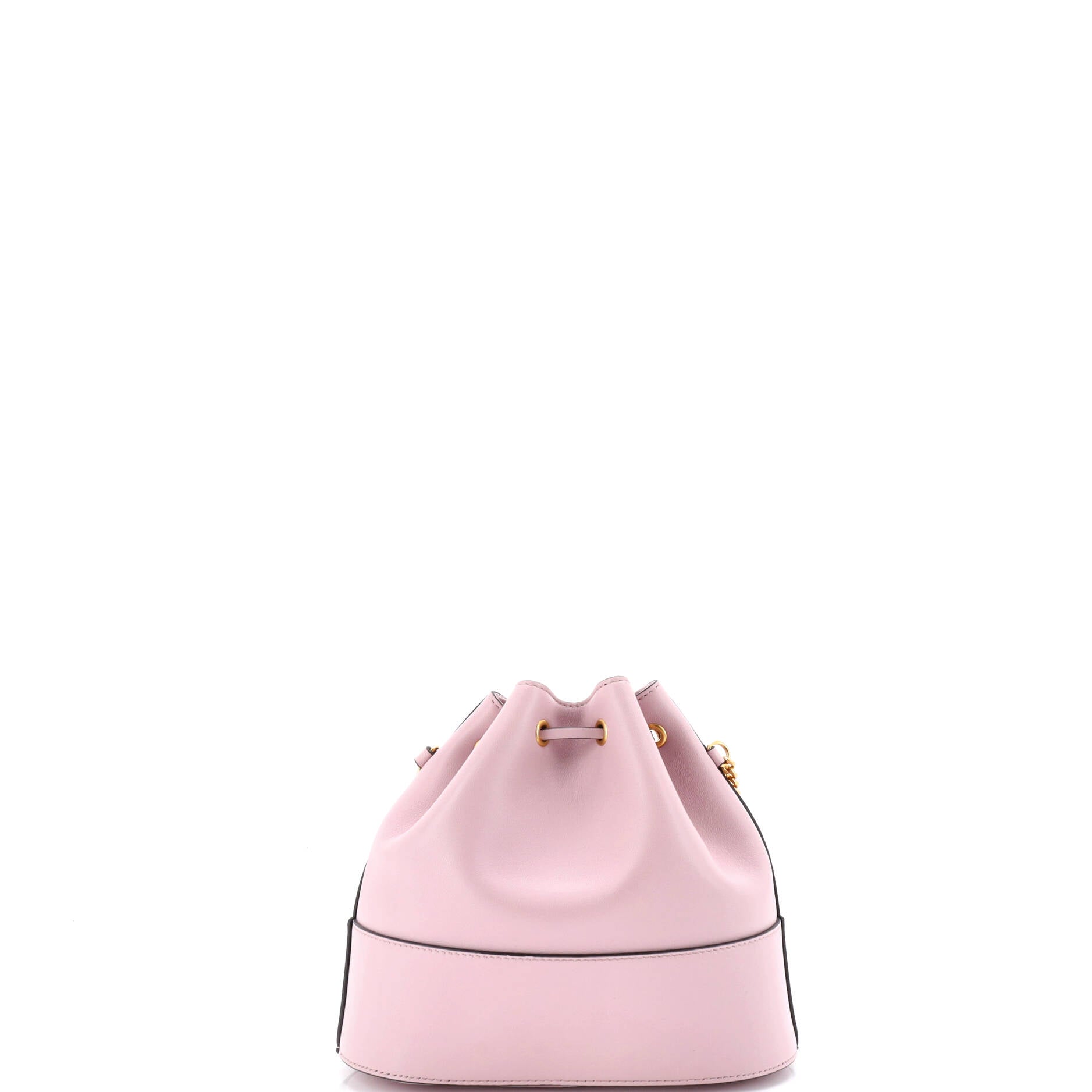 Pre Owned Valentino Garavani VLogo Drawstring Bucket Pouch Leather