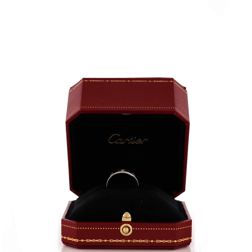 Pre Owned Cartier Love Wedding Band 1 Diamond Ring 18K White Gold with Diamond