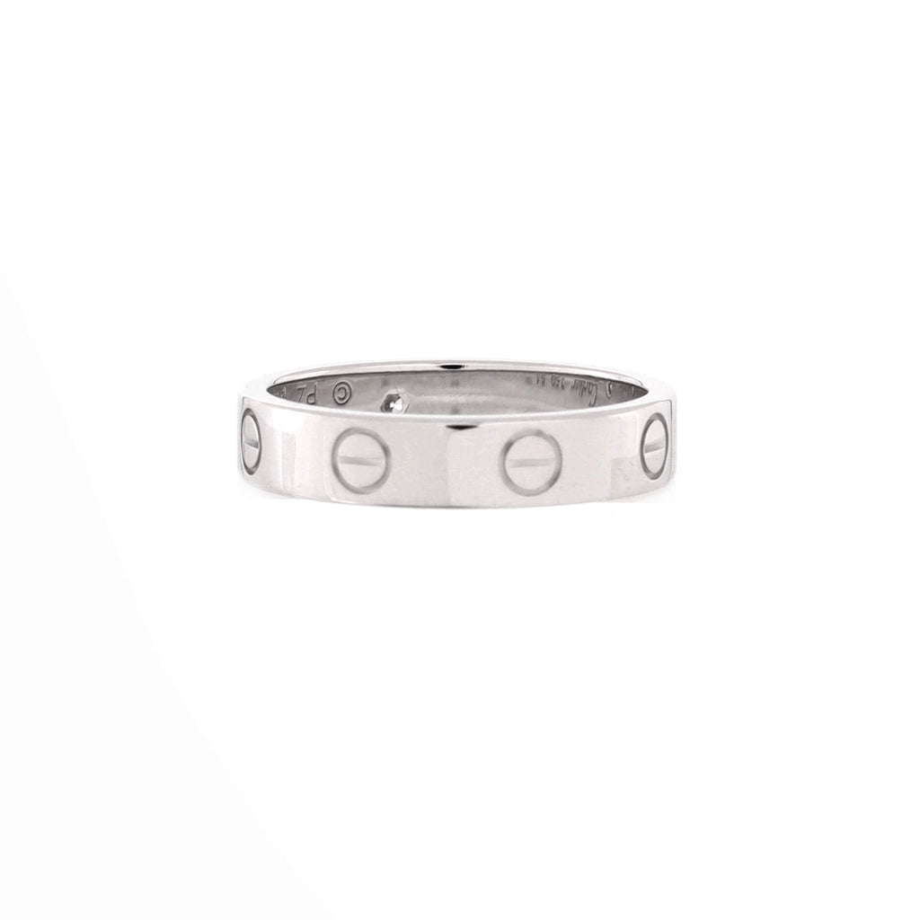 Pre Owned Cartier Love Wedding Band 1 Diamond Ring 18K White Gold with Diamond